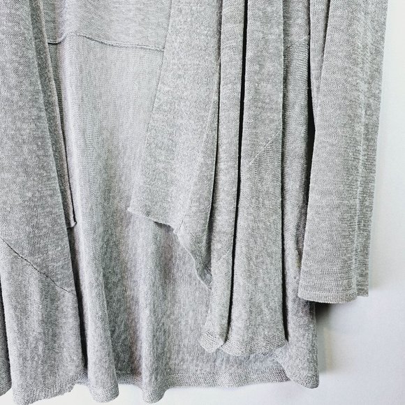 Eileen Fisher Gray Asymmetrical Open Front Italian Yarn Linen Cardigan, Sz S - Picture 7 of 8